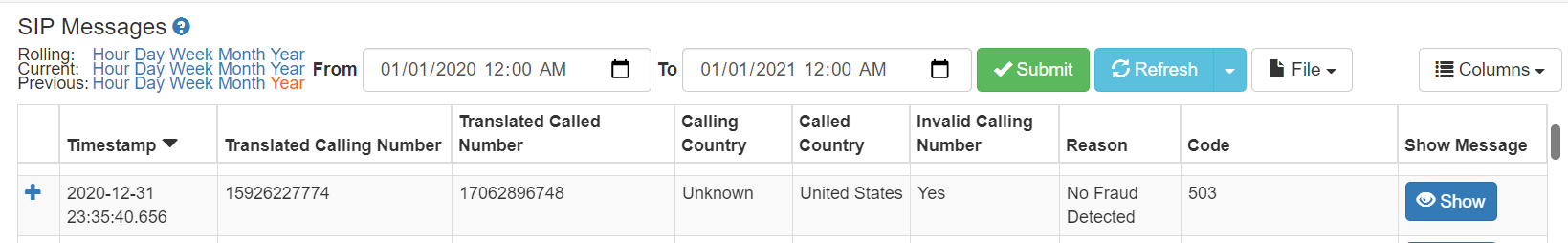 Invalid Calling Number