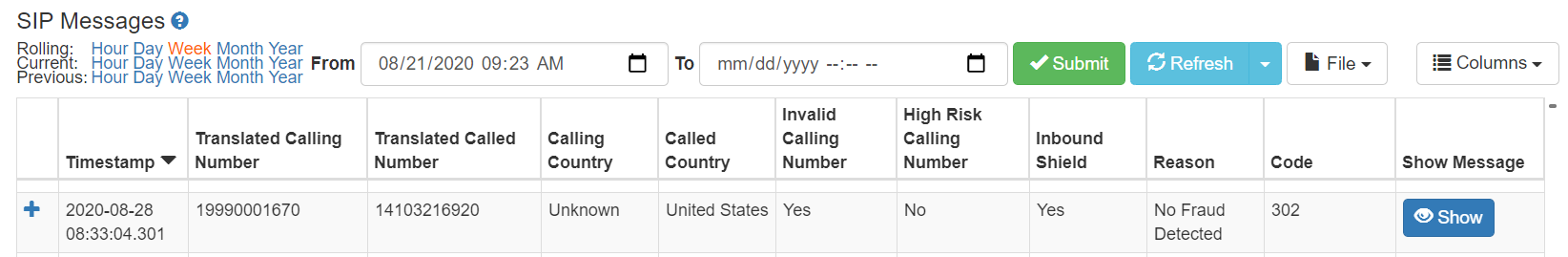 Inbound Shield call in SIP Messages